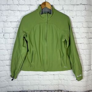 LL BEAN Soft Shell Windstopper Fleece Lined Nylon Jacket Zip Women M Green 0AKM4